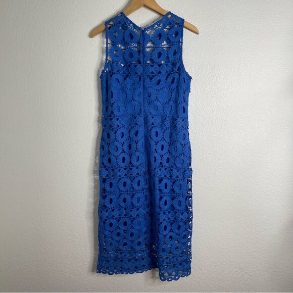 Taylor Blue Eyelet Lace Midi Dress Size 10 - Picture 6 of 6